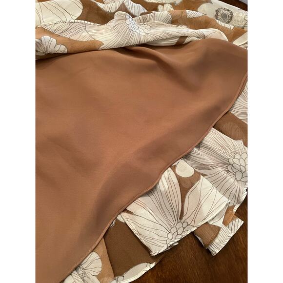 Spiegel Women's Strapless Brown White Floral Sequined 100% Silk Mini Dress 4 - Picture 11 of 14